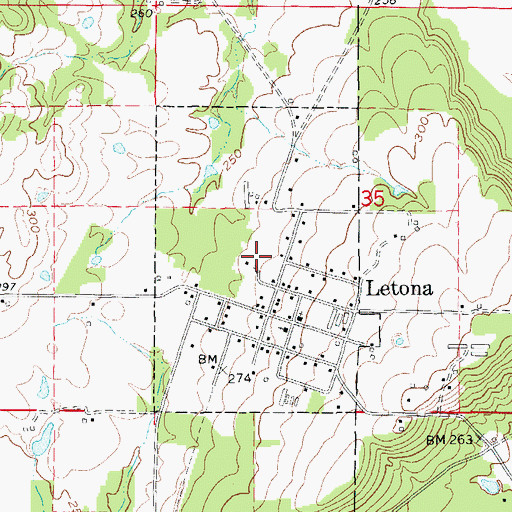 Topographic Map of Town of Letona, AR