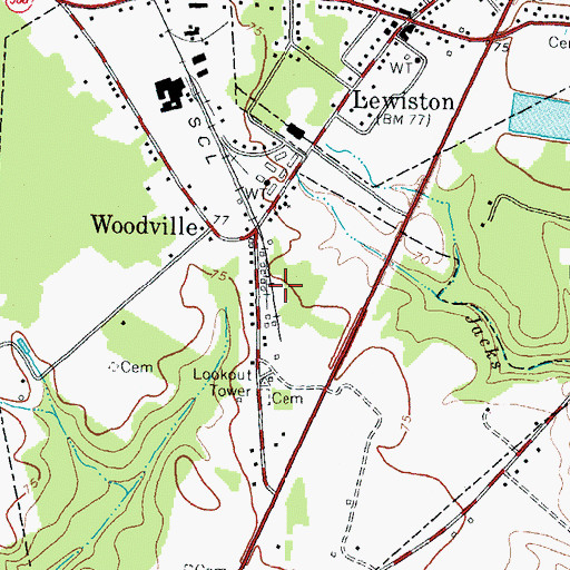 Topographic Map of Town of Lewiston Woodville, NC