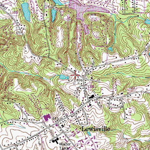Topographic Map of Town of Lewisville, NC