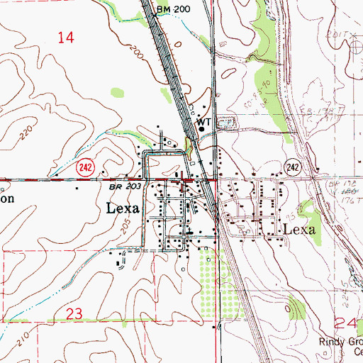 Topographic Map of Town of Lexa, AR