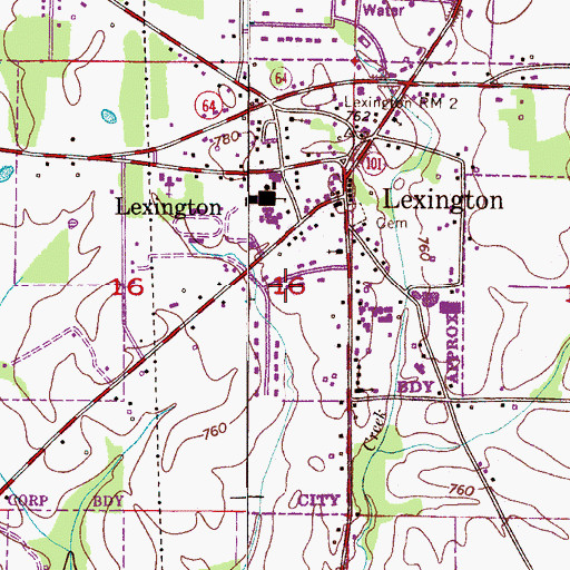 Topographic Map of Town of Lexington, AL