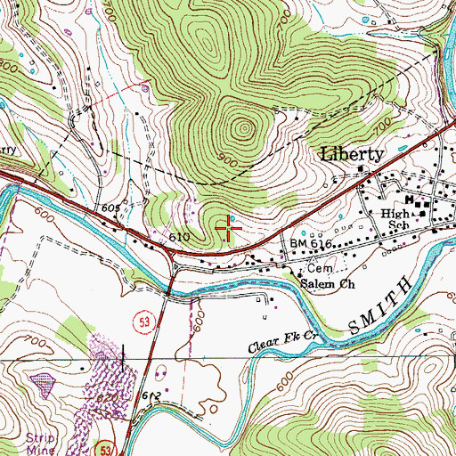 Topographic Map of Town of Liberty, TN
