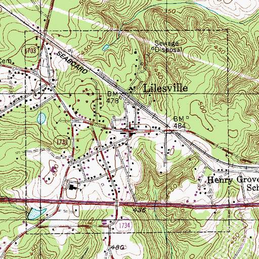 Topographic Map of Town of Lilesville, NC