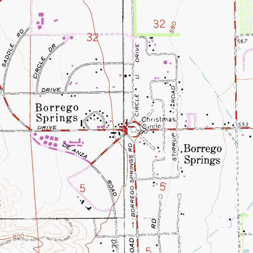 Topographic Map of Christmas Circle, CA