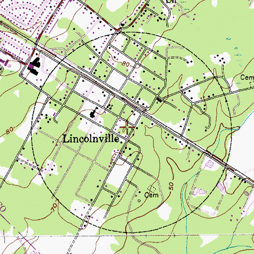 Topographic Map of Town of Lincolnville, SC