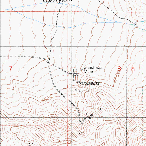 Topographic Map of Christmas Mine, CA