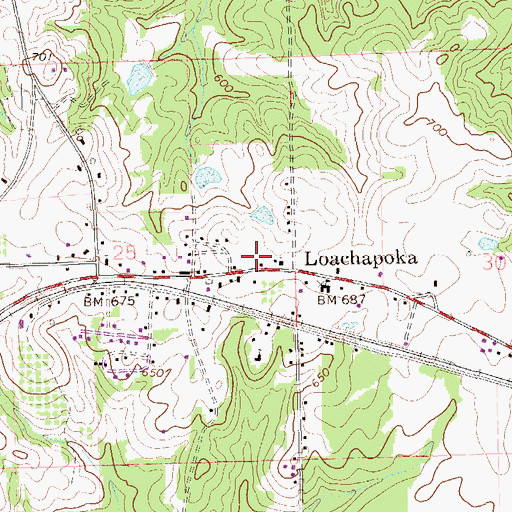 Topographic Map of Town of Loachapoka, AL