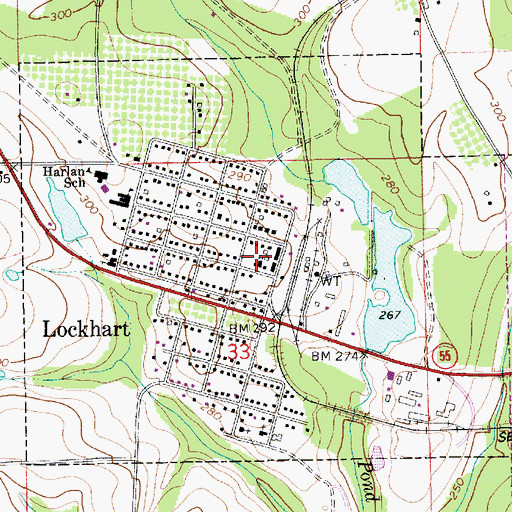 Topographic Map of Town of Lockhart, AL