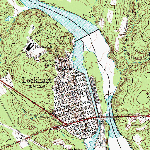 Topographic Map of Town of Lockhart, SC