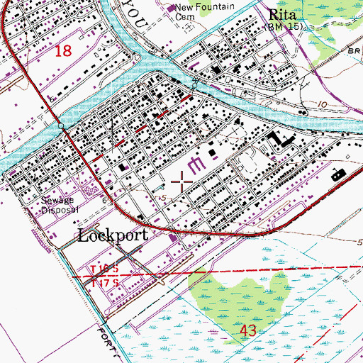 Topographic Map of Town of Lockport, LA