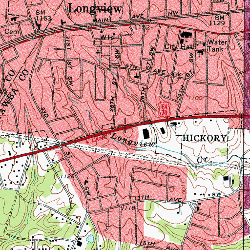 Topographic Map of Town of Long View, NC