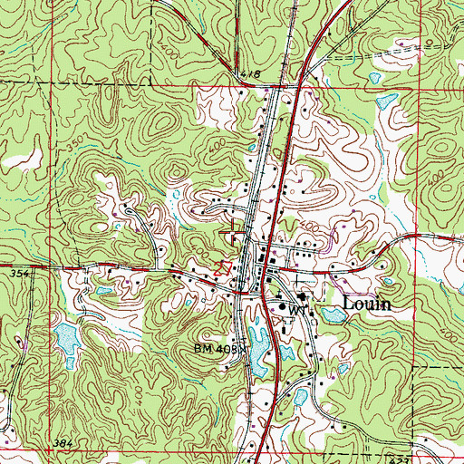 Topographic Map of Town of Louin, MS