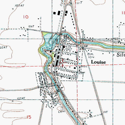 Topographic Map of Town of Louise, MS
