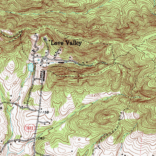 Topographic Map of Town of Love Valley, NC