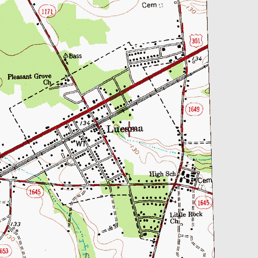 Topographic Map of Town of Lucama, NC