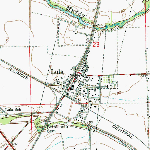 Topographic Map of Town of Lula, MS