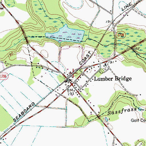 Topographic Map of Town of Lumber Bridge, NC