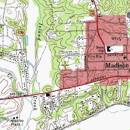 Topographic Map of Town of Madison, NC