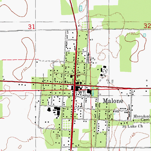 Topographic Map of Town of Malone, FL