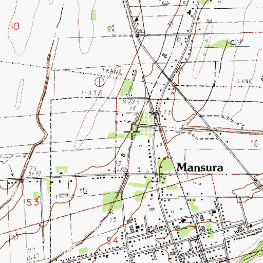 Topographic Map of Town of Mansura, LA