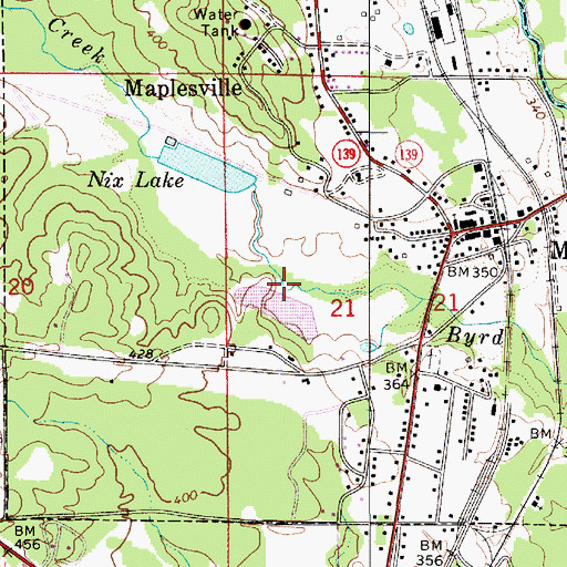 Topographic Map of Town of Maplesville, AL