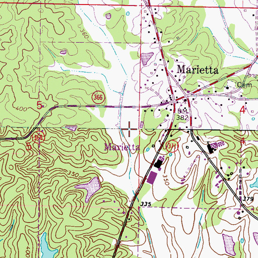 Topographic Map of Town of Marietta, MS