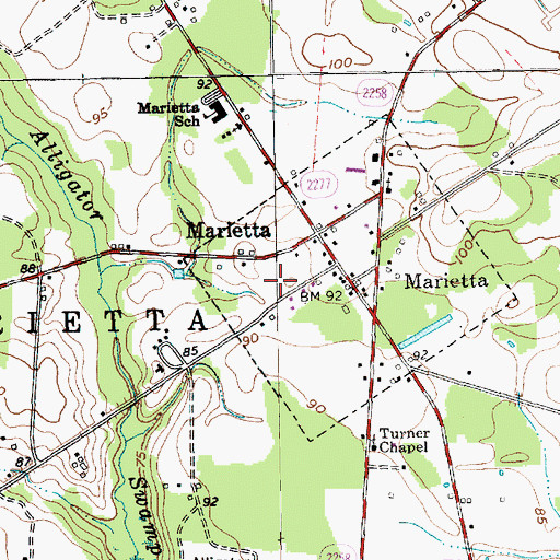 Topographic Map of Town of Marietta, NC