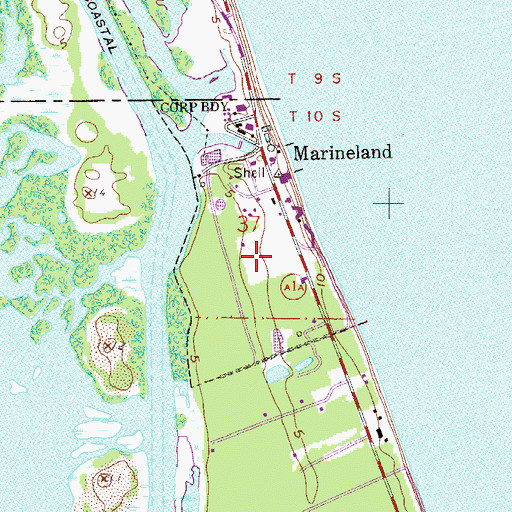 Topographic Map of Town of Marineland, FL