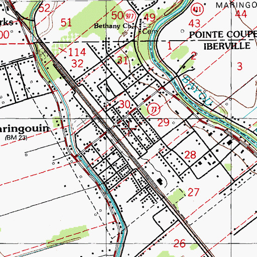 Topographic Map of Town of Maringouin, LA