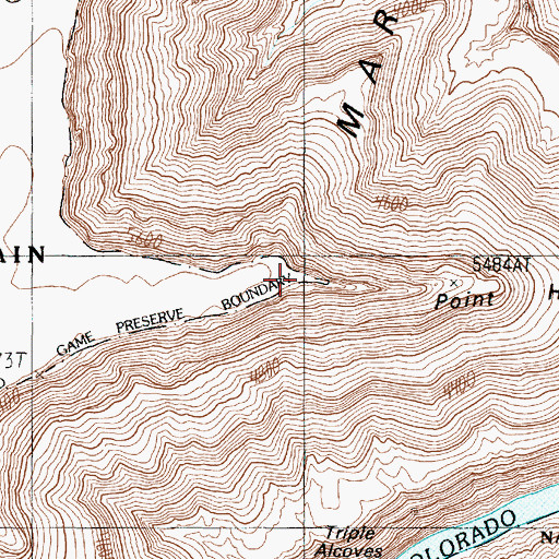 Topographic Map of Point Hansbrough, AZ