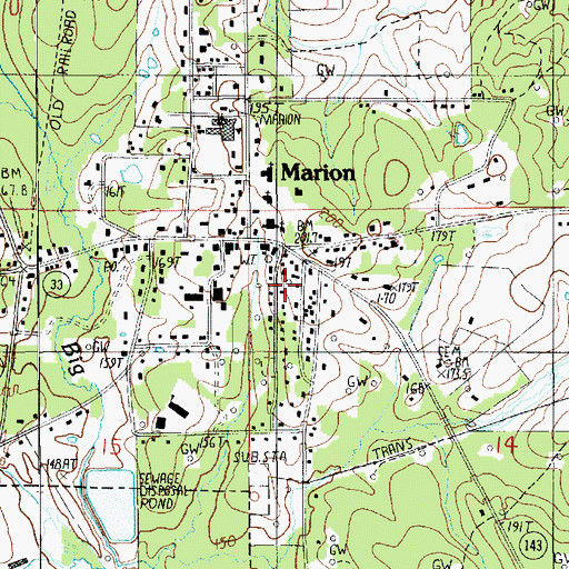 Topographic Map of Town of Marion, LA