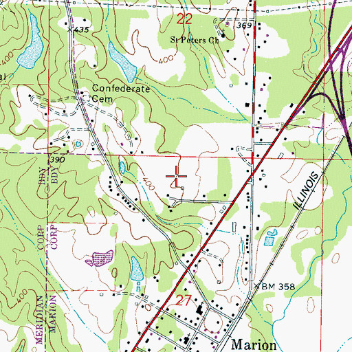Topographic Map of Town of Marion, MS