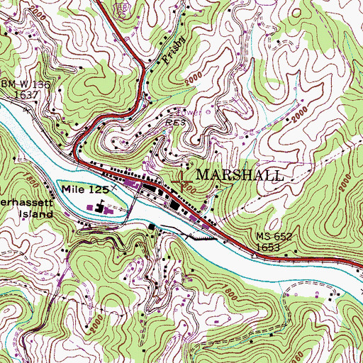 Topographic Map of Town of Marshall, NC