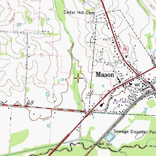 Topographic Map of Town of Mason, TN