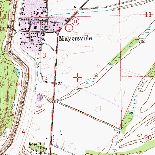 Topographic Map of Town of Mayersville, MS