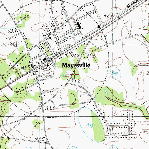 Topographic Map of Town of Mayesville, SC