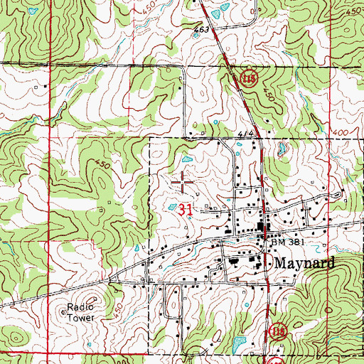 Topographic Map of Town of Maynard, AR