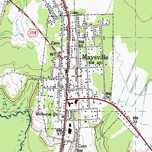 Topographic Map of Town of Maysville, NC