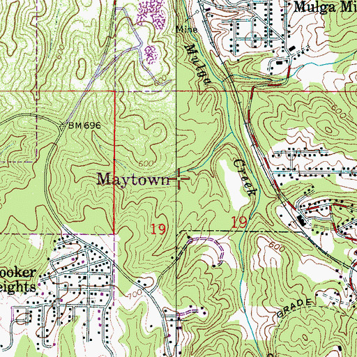 Topographic Map of Town of Maytown, AL