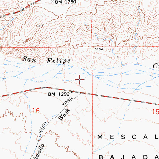 Topographic Map of Chuckwalla Wash, CA