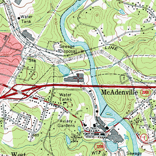 Topographic Map of Town of McAdenville, NC