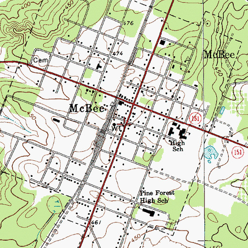 Topographic Map of Town of McBee, SC
