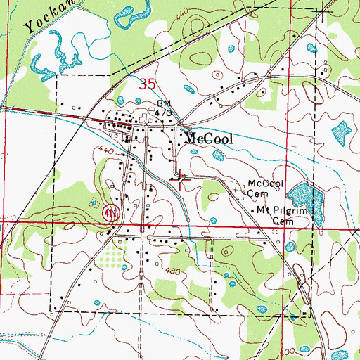 Topographic Map of Town of McCool, MS