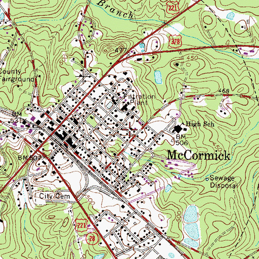Topographic Map of Town of McCormick, SC