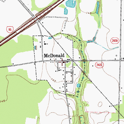 Topographic Map of Town of McDonald, NC