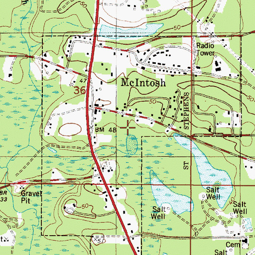 Topographic Map of Town of McIntosh, AL