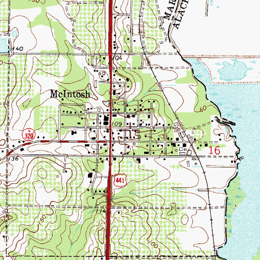 Topographic Map of Town of McIntosh, FL