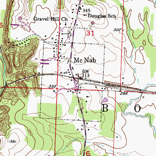 Topographic Map of Town of McNab, AR