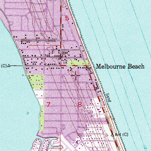 Topographic Map of Town of Melbourne Beach, FL