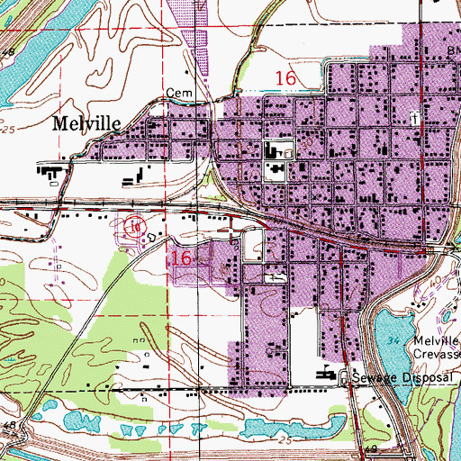 Topographic Map of Town of Melville, LA
